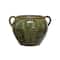 Hello Honey® 10.75" Green Hand-Painted Terra Cotta Urn with Reactive Glaze